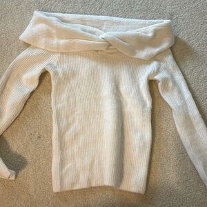 HM cream off the shoulder sweater with twist front detail size small